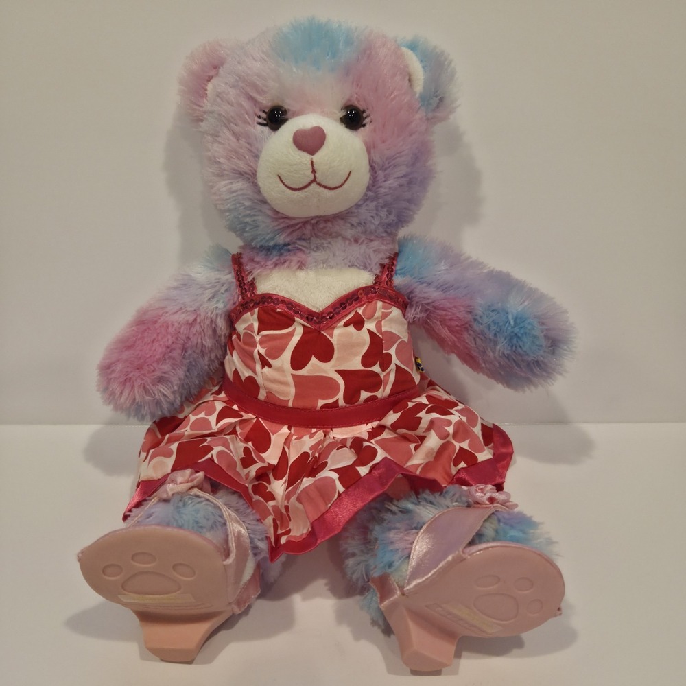 Build-A-Bear Workshop Pastel Teddy Bear 15"‎ Plush with Dress And Shoes BaB